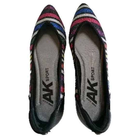 Anne Klein Sport Women's Glitter Multicolor Stripe Flat Shoes | Size 8M (NWT) - Picture 12 of 15